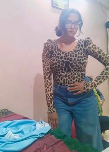 Cheeta Print Mesh Top