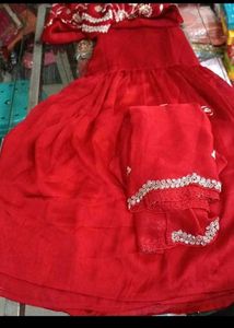 Red Embroidered Kurta Set