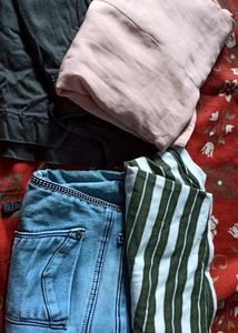 4 combo blue and black denim skirts with t-shirt