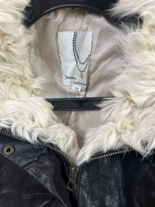 Black Faux Leather Fur Hooded Coat