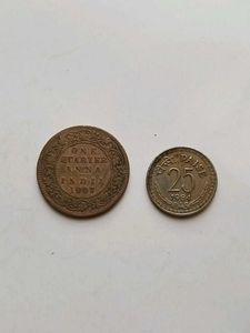 Quarter Anna Of 1907 & 25 Paise Coins