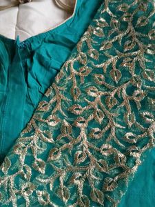 Embroidered Teal Blouse