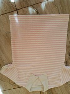 Pink Striped Polo Neck T-shirt