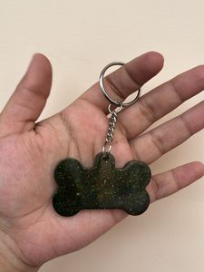 Green Glitter Bone Keychain