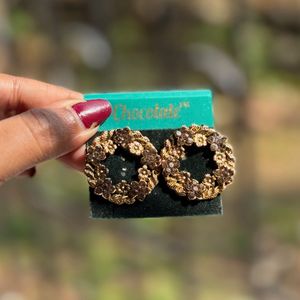 Floral Gold Stud Earrings