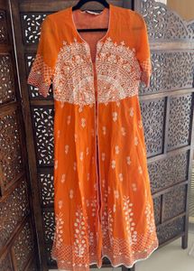 Like New Biba HandBlock Mirror Work Anarkali Kurta