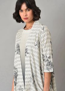 Elegant White Printed Shrug