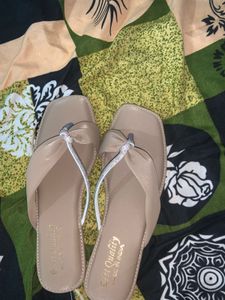 Nude Thong Sandals with Rhinestone Detail