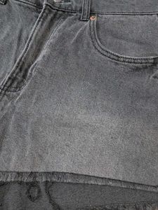 Frayed Black Denim Shorts