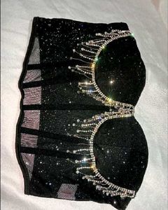 Brand New ( Urbanic)Black Sequined Mesh Corset Top