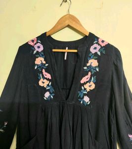 Embroidery Work Black Cotton Top Size-40