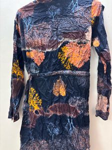 Patterned Casual Dress With Lace On Borders