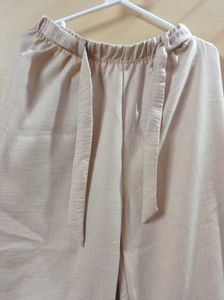 Elegant Beige Wide-Leg Palazzo Pants