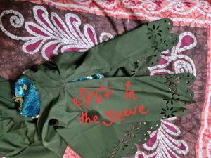 Olive Green Laser Cut Blouse