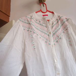 Beautiful  White Embroidery Rayon Top