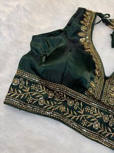 Elegant Green Embroidered Blouse