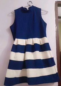 preppy navy blue and white mini dress