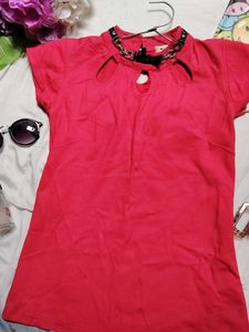 Trendy Hot Red Chain Neck Cutout Top – Stylish &amp;