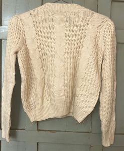 Cream Cable Knit Cropped Sweater (size S)