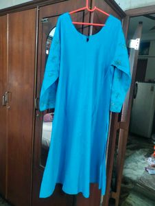 Sky-blue Long Kurti Pant.
