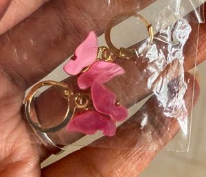 Cute Trendy Butterfly Colorful Drop Hoop Earring.