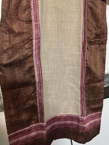 Brown Embroidered Kurta set with madhubani dupatta