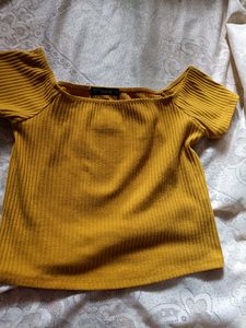 Shien Yellow Ribbed Top