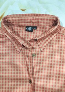 Korean Pattern Orange Checker Shirt