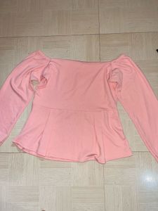 Pink Off-Shoulder Unused Peplum Top