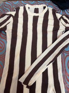 Striped Knit Long Sleeve Top