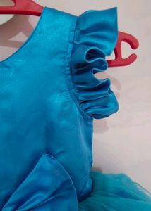 Pink Chick Green And Blue Satin Net Dress