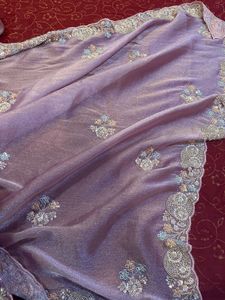 Elegant Pink Embellished Saree