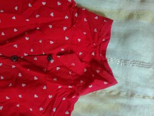 Red Heart Print Shirt