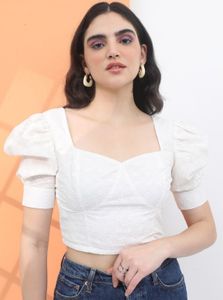 Elegant White Sweetheart Crop Top