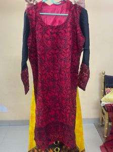 Lucknowi Kurta Set With Cotton Attached Inner