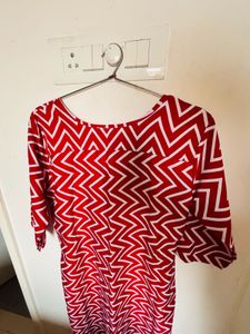 Red &amp; White Zigzag Kurti