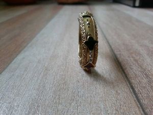 Enamel Detail Gold Bangle