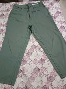 Olive Green Wide Leg Jeans