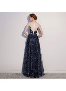 Navy Blue Banquet Evening Dress