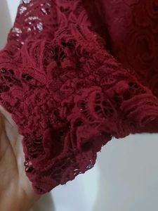 Maroon Laced Top With Lining.