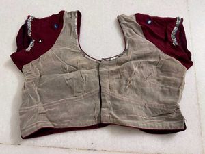 Black,Cream And Maroon Ombre Saree With Blouse