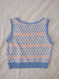 Cute Argyle Knit Tank Top