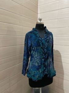y2k korean vintage Ruffled Velvet top
