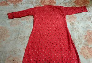 Red Print Button-Down Kurta♥️