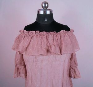 Peach Bardot Top