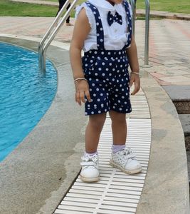 White &amp; Blue Polka Dots Dress
