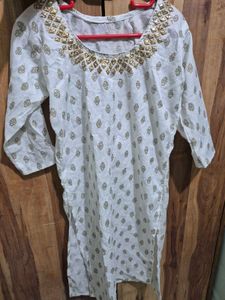 Embellished White Kurta