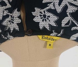 Global desi pleated black tunic top