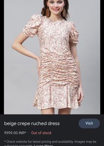 Ruched Dress Stretchable Fabric Size M