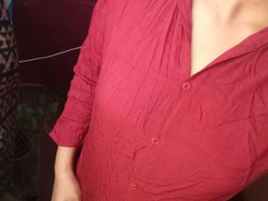 Maroon Roll-Tab Sleeve Blouse